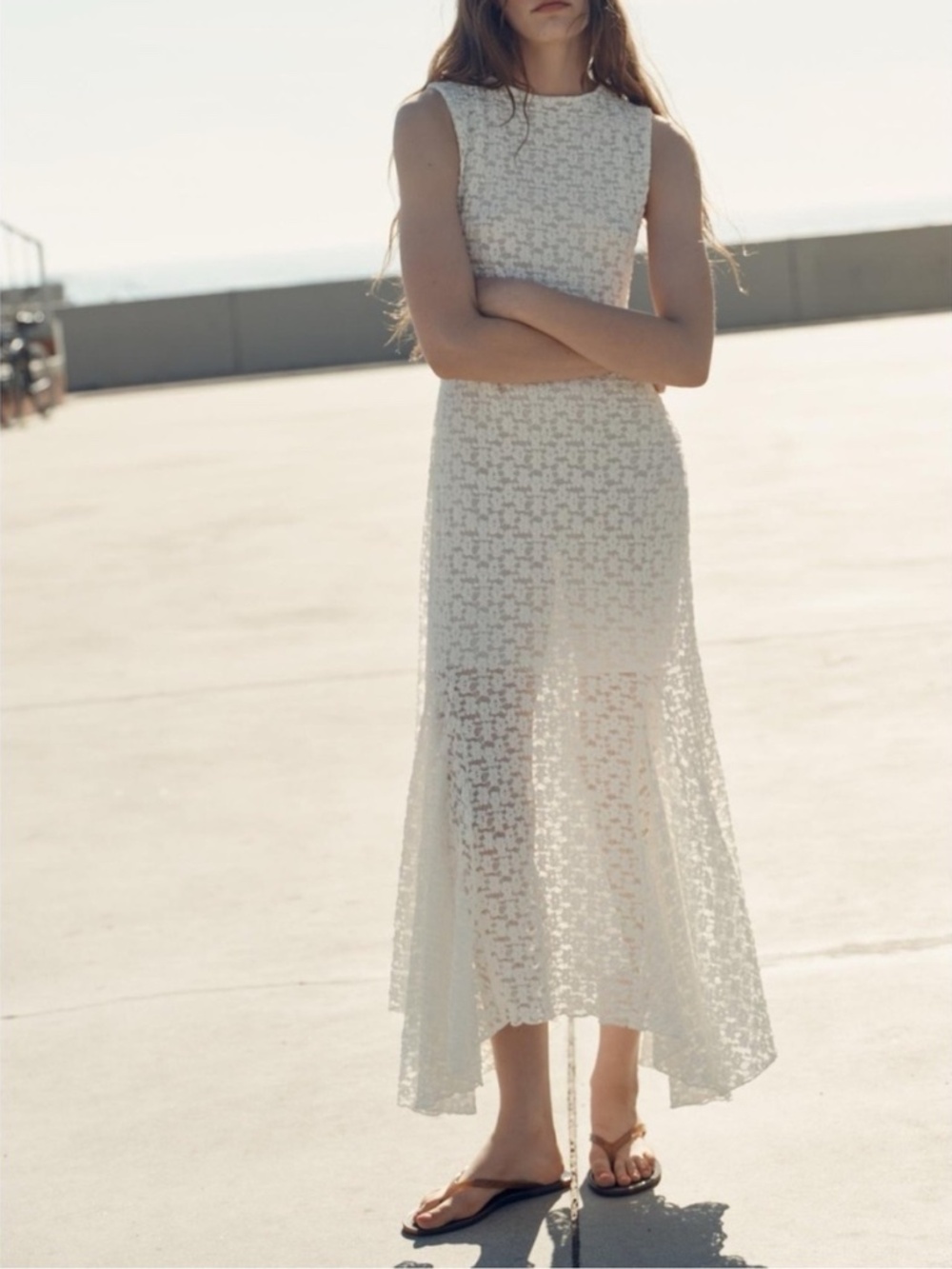 Zara Lace Oyster white dress Sz M